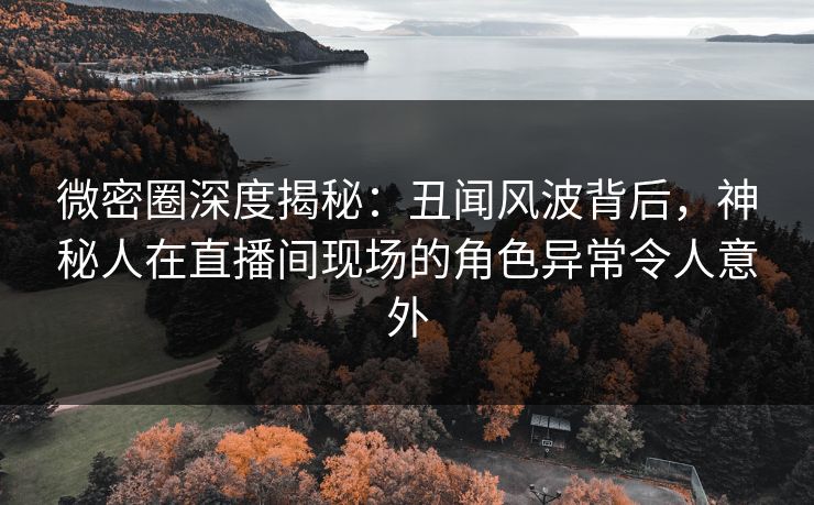 微密圈深度揭秘：丑闻风波背后，神秘人在直播间现场的角色异常令人意外
