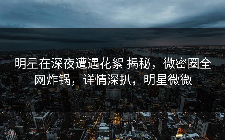 明星在深夜遭遇花絮 揭秘，微密圈全网炸锅，详情深扒，明星微微