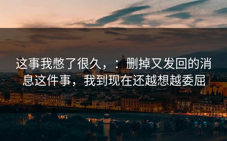 这事我憋了很久,:删掉又发回的消息这件事,我到现在还越想越委屈