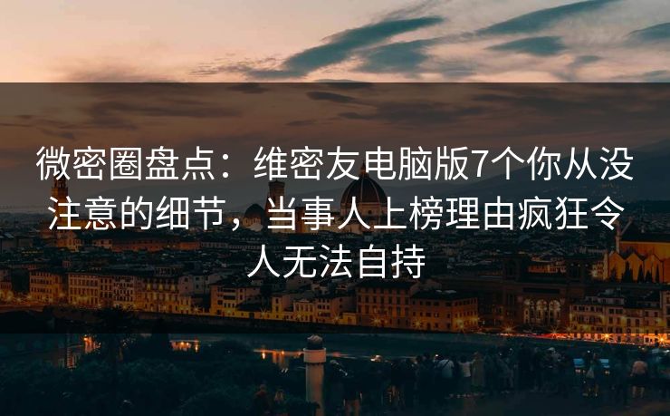 微密圈盘点：维密友电脑版7个你从没注意的细节，当事人上榜理由疯狂令人无法自持