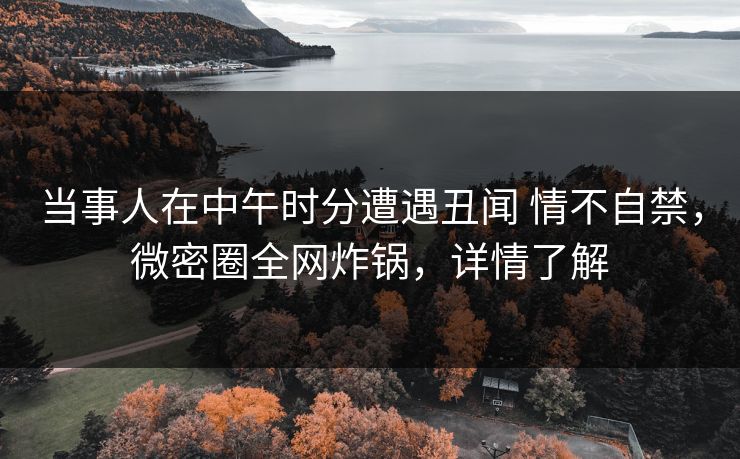 当事人在中午时分遭遇丑闻 情不自禁，微密圈全网炸锅，详情了解