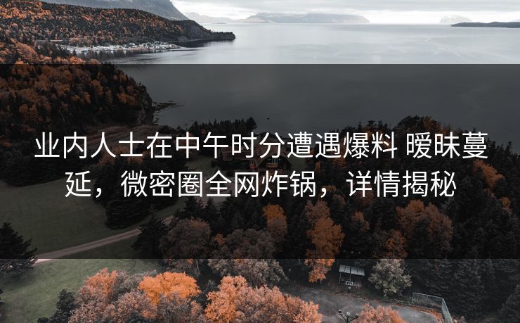 业内人士在中午时分遭遇爆料 暧昧蔓延，微密圈全网炸锅，详情揭秘