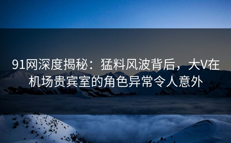 91网深度揭秘:猛料风波背后,大V在机场贵宾室的角色异常令人意外
