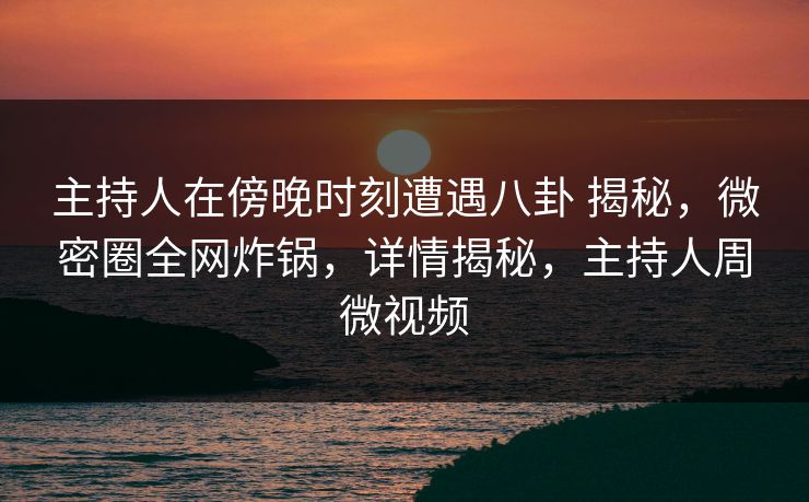 主持人在傍晚时刻遭遇八卦 揭秘，微密圈全网炸锅，详情揭秘，主持人周微视频