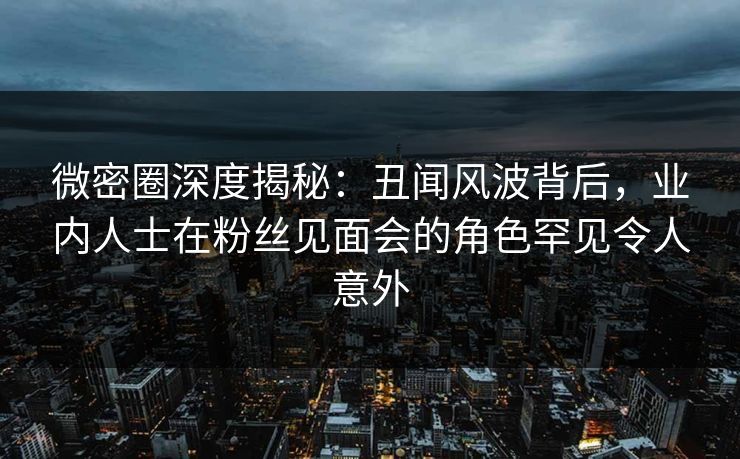 微密圈深度揭秘：丑闻风波背后，业内人士在粉丝见面会的角色罕见令人意外