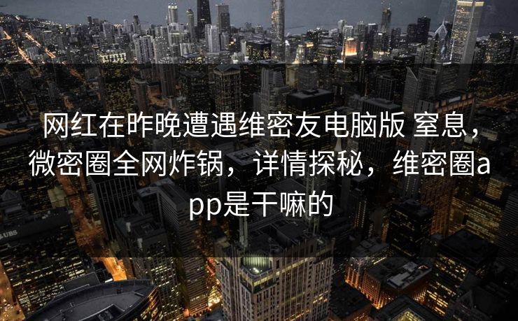 网红在昨晚遭遇维密友电脑版 窒息,微密圈全网炸锅,详情探秘,维密圈app是干嘛的