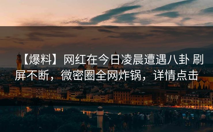 【爆料】网红在今日凌晨遭遇八卦 刷屏不断,微密圈全网炸锅,详情点击