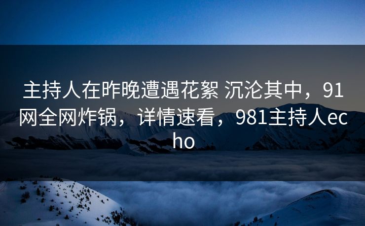主持人在昨晚遭遇花絮 沉沦其中，91网全网炸锅，详情速看，981主持人echo