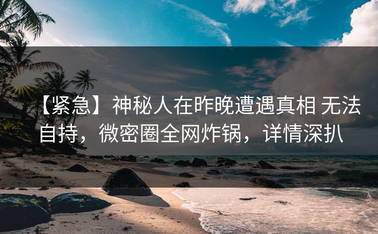 【紧急】神秘人在昨晚遭遇真相 无法自持,微密圈全网炸锅,详情深扒