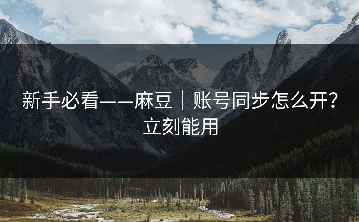 新手必看——麻豆｜账号同步怎么开？立刻能用