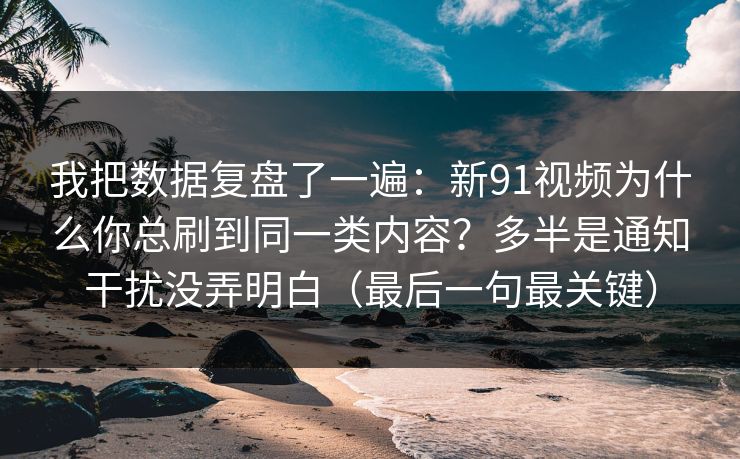 我把数据复盘了一遍：新91视频为什么你总刷到同一类内容？多半是通知干扰没弄明白（最后一句最关键）