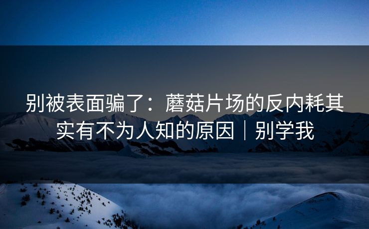别被表面骗了:蘑菇片场的反内耗其实有不为人知的原因|别学我
